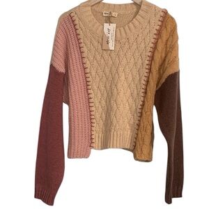 NEW IN Color block Cable Knit Sweater. New with tags
